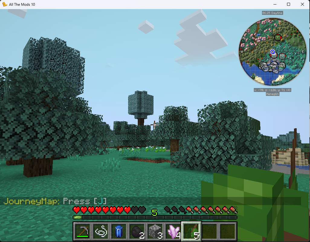 Modded Minecraft gameplay